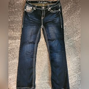 Deep blue, white stitch LA Idol Jeans